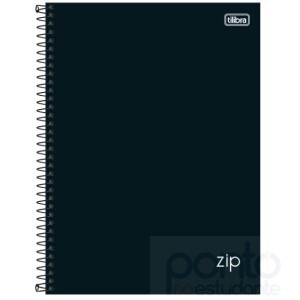 Caderno Espiral C/D Universitário 10 Matérias 160 Folhas Zip Preto - Tilibra