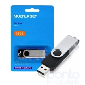 Pen Drive 32GB USB 2.0 Twist preto PD589 Multilaser