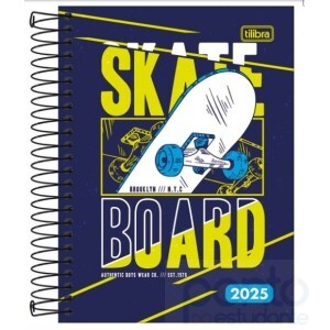 Agenda 2025 Espiral Diária D+ Masculina Skate Board - Tilibra