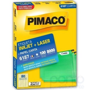 Etiqueta InkJet+Laser Carta 12,7mm x 44,45mm 6187 - Pimaco
