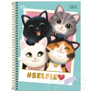 Caderno Espiral Universitario C/D 10 Matérias 160 Folhas Purrfect Cats - Tilibra