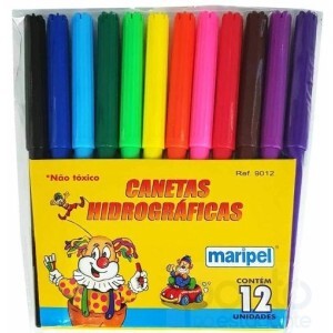 Caneta Hidrográfia 12 Cores - Maripel