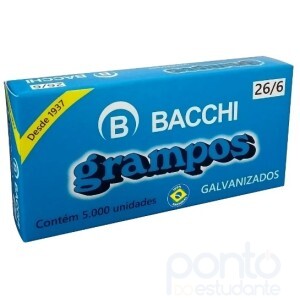 Grampo Galvanizado 26/6 Caixa 5000 Un.- Bacchi