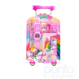 Kit Escolar Maleta c/ Relogio meninas - Polibrinq