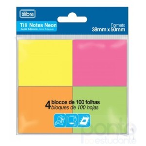 Bloco Adesivo Neon 38x50 100fls - Tilibra