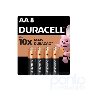 Pilha Alcalina AA Duracell Com 8 Unidades