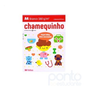 Papel Sulfite A4 Chamequinho 180g/m² 60kg Branco 50 Fl
