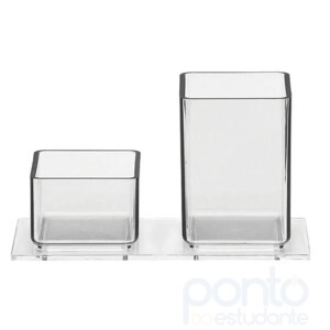 Porta Lápis E Clips Organizador Acrimet Cristal
