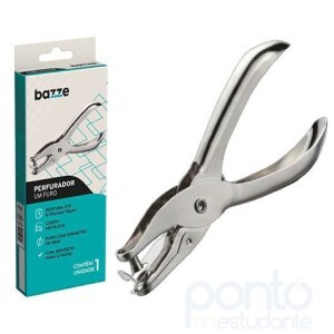 Perfurador de Papel 1 Furo Bazze Metal 6 mm 8 folhas