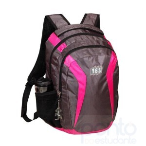 Mochila Yes MC1805 2 Divisões Cinza Rosa
