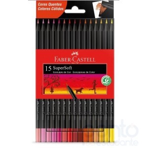 Lápis de Cor Faber Castell SuperSoft Tons Quentes 15 cores