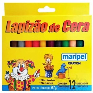 Giz de Cera 12 Unidades Lapizão - Maripel