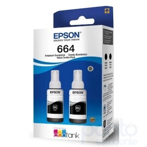 Kit com 2 Garrafas de Tinta Preta  Epson T664 para Ecotank (T664120-2P)